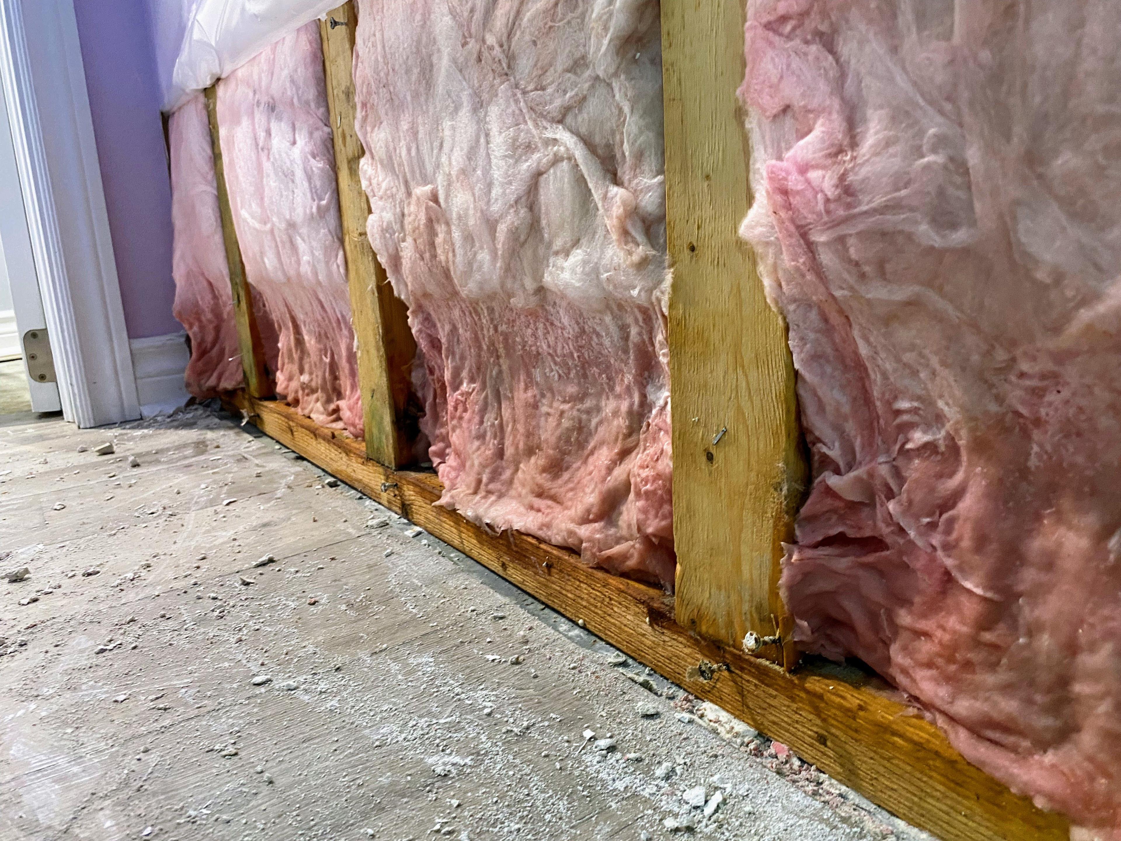 Insulation and wood framing soaked with contaminated water in Nepean, Ottawa